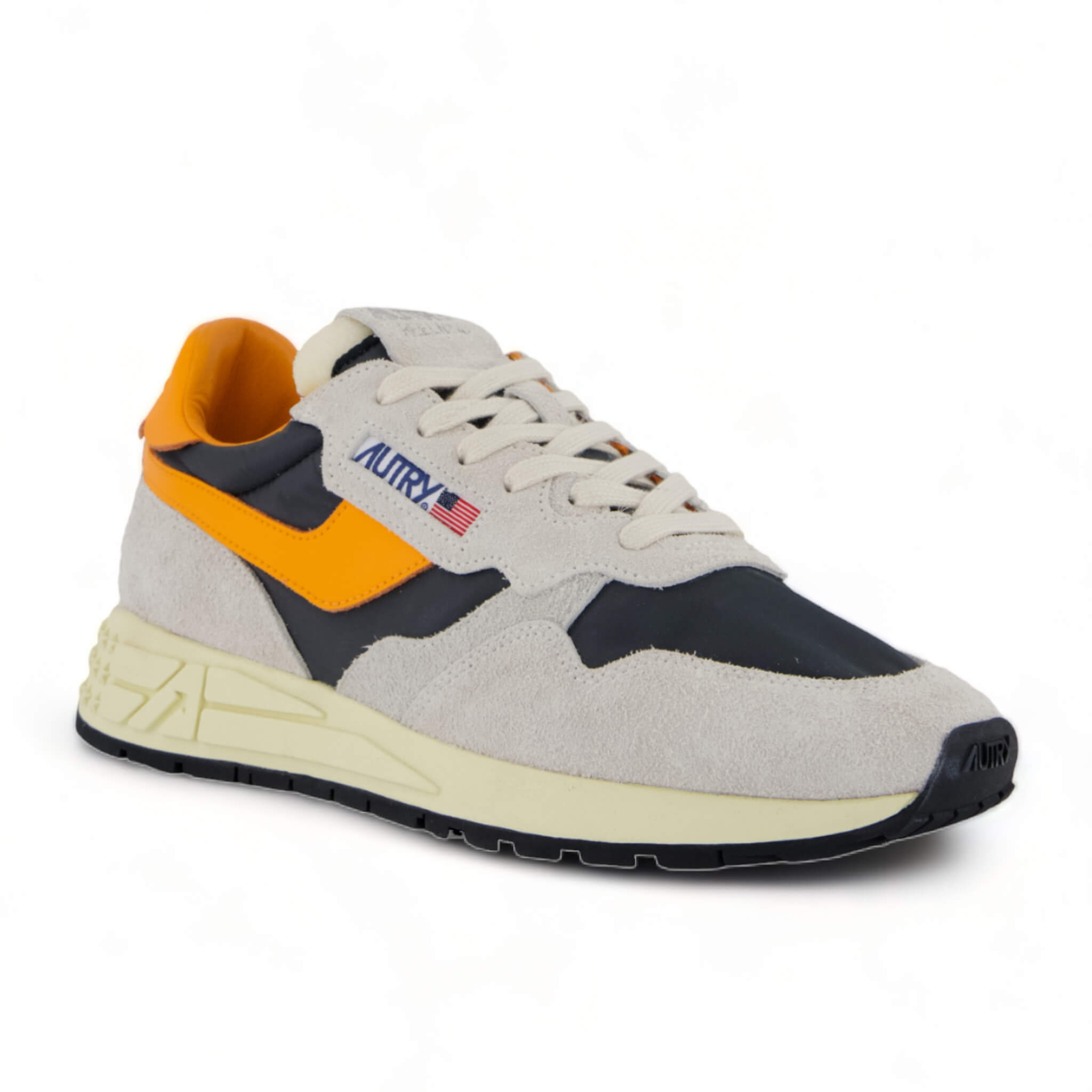 Autry | Sneakers Reelwind low in suede e nylon bianco e arancione HN02