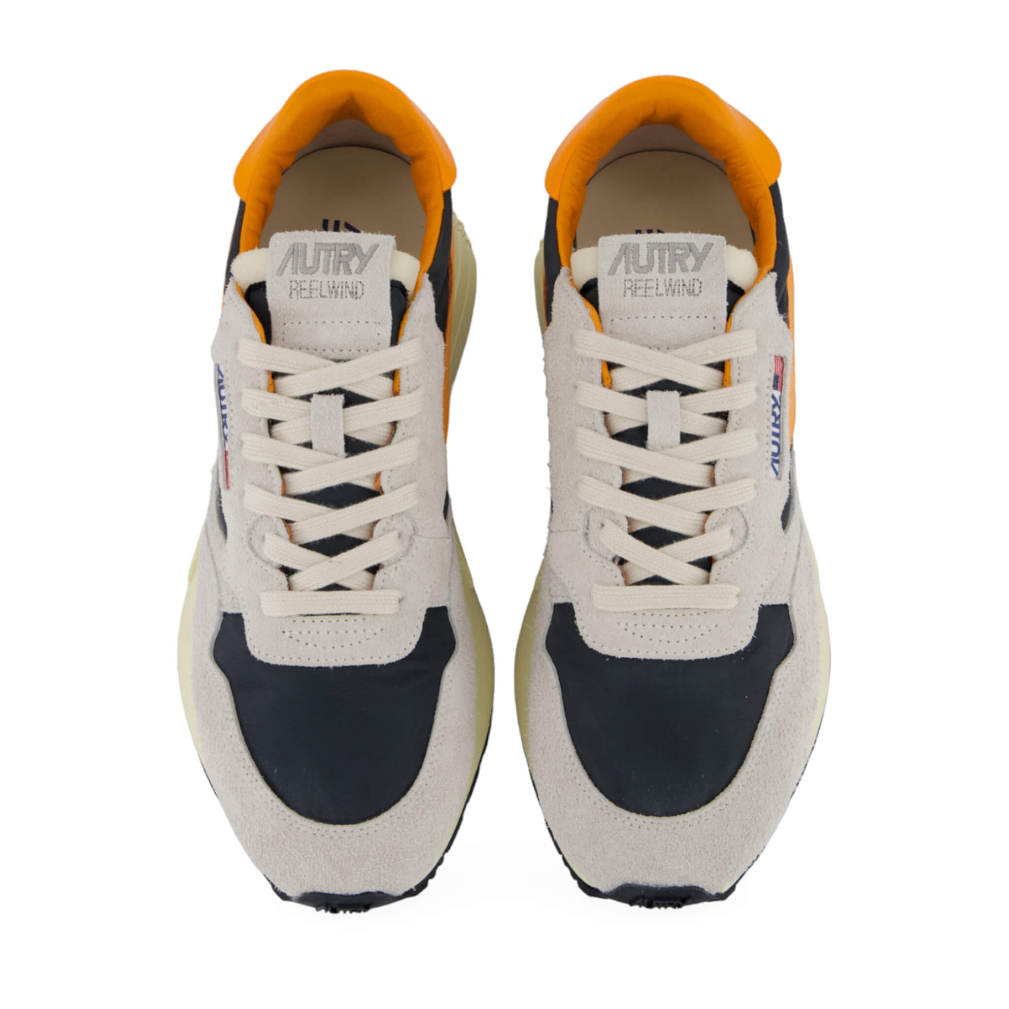 Autry | Sneakers Reelwind low in suede e nylon bianco e arancione HN02