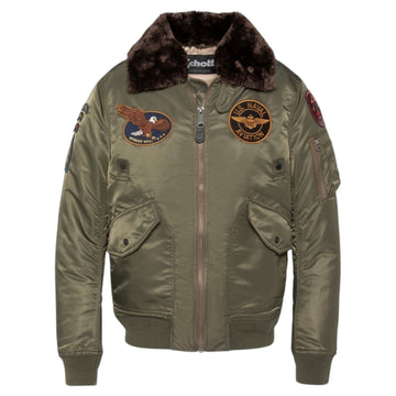 Schott | Airston Bomber con Colletto in Pelliccia – Verde Militare