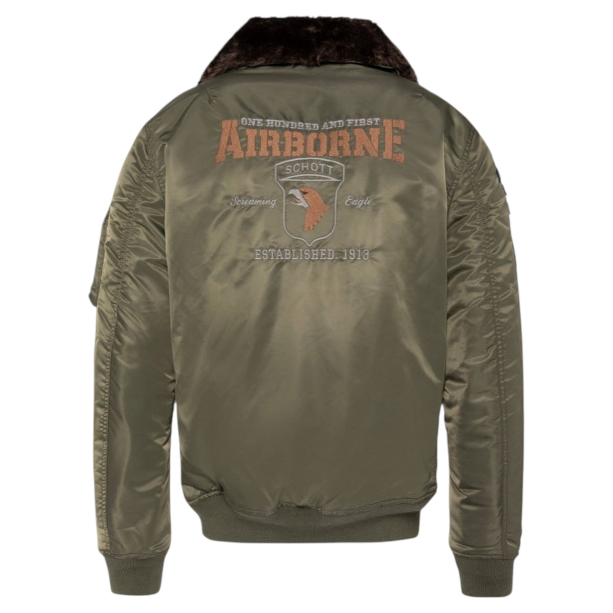Schott | Airston Bomber con Colletto in Pelliccia – Verde Militare