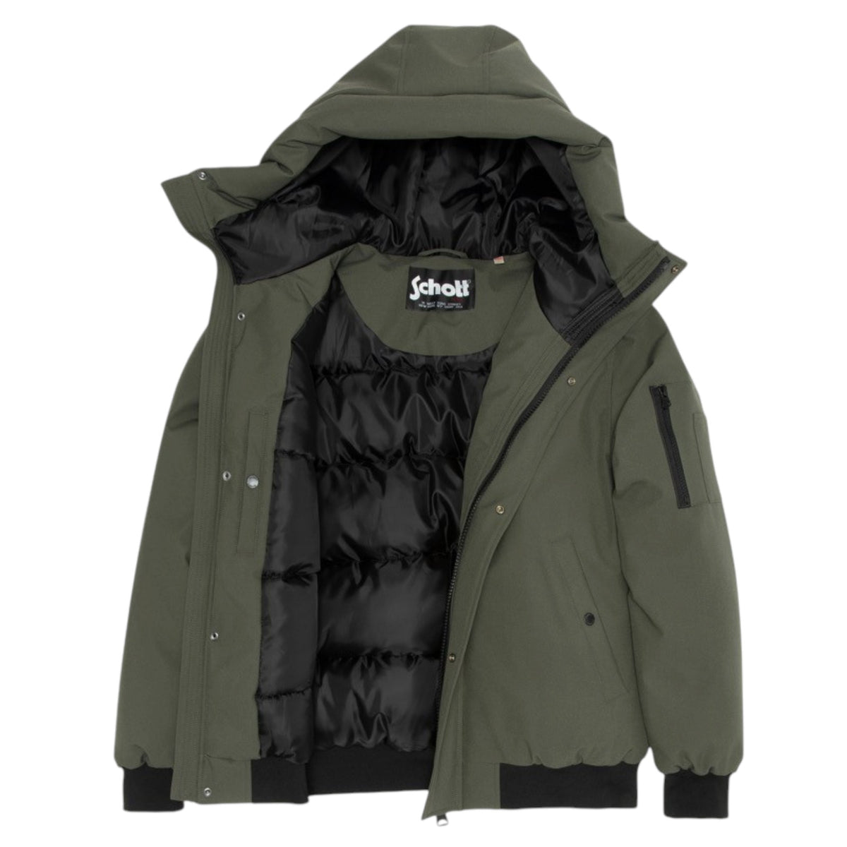 Schott | Giubbotto Beever con Cappuccio - Verde Militare