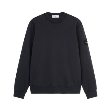 Stone Island | Felpa Girocollo con dettagli a costine blu 63051