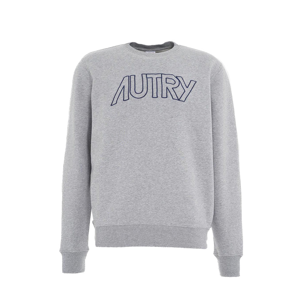 Autry | Felpa Girocollo Icon Man Grigio Con Scritta Blu