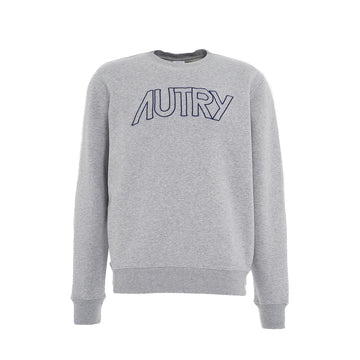 Autry | Felpa Girocollo Icon Man Grigio Con Scritta Blu