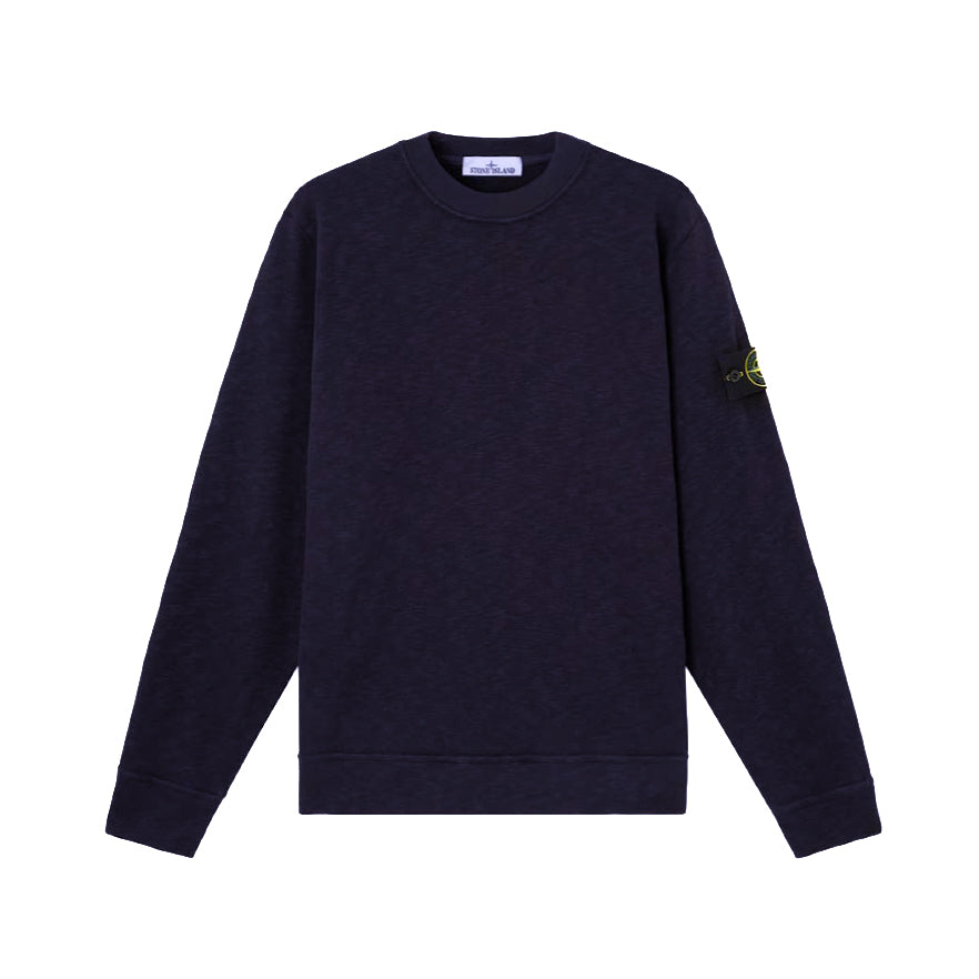 Stone Island | Felpa Girocollo vestibilità regular con intarsi laterali 6100053 VANISÉ BRUSHED Blu Violaceo HEAVY COTTON JERSEY