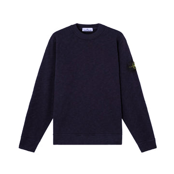 Stone Island | Felpa Girocollo vestibilità regular con intarsi laterali 6100053 VANISÉ BRUSHED Blu Violaceo HEAVY COTTON JERSEY