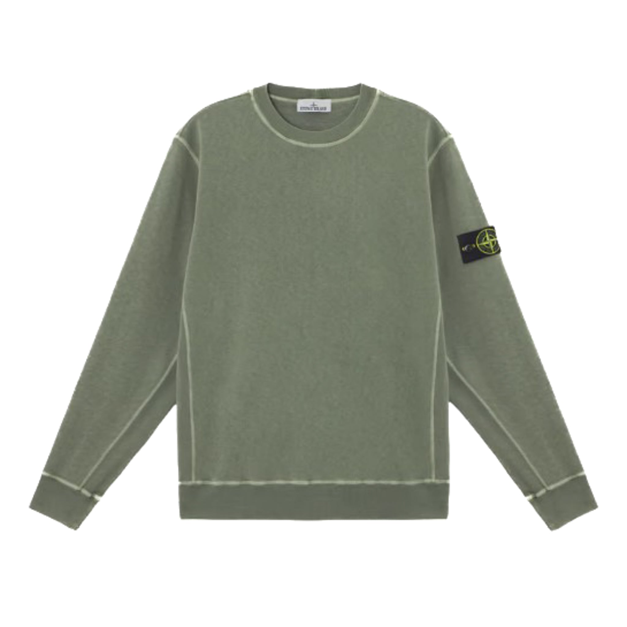 Stone Island | Felpa Girocollo con effetto fiammato muschio 6100020