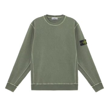 Stone Island | Felpa Girocollo con effetto fiammato muschio 6100020