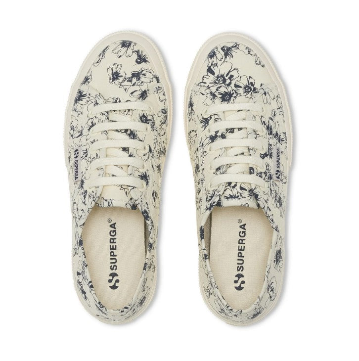 SUPERGA | S2750 Sketched flowers beige natural-navy flowers