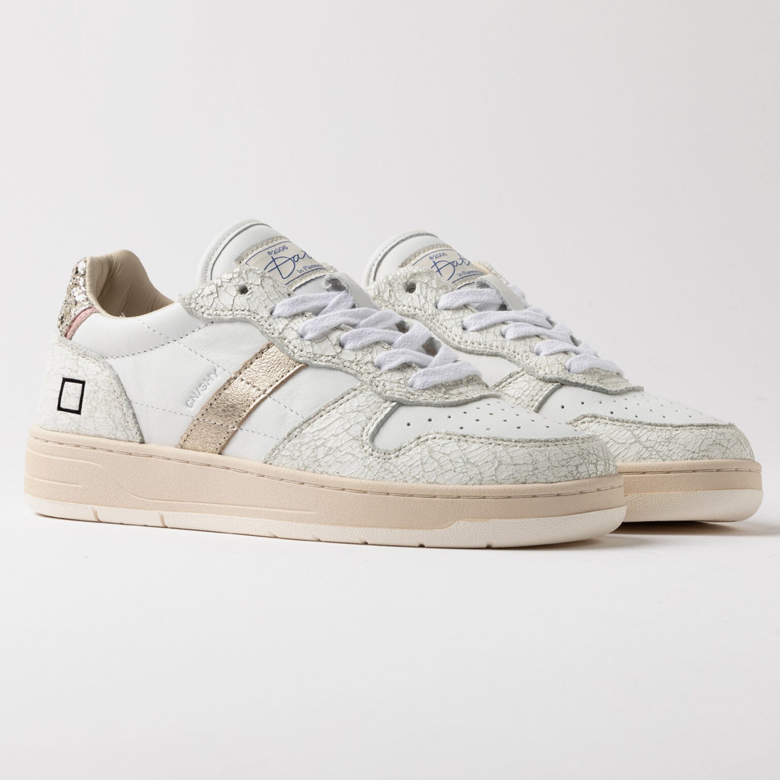 D.A.T.E. | CR-SH-GP Court Shiny bianco e platino