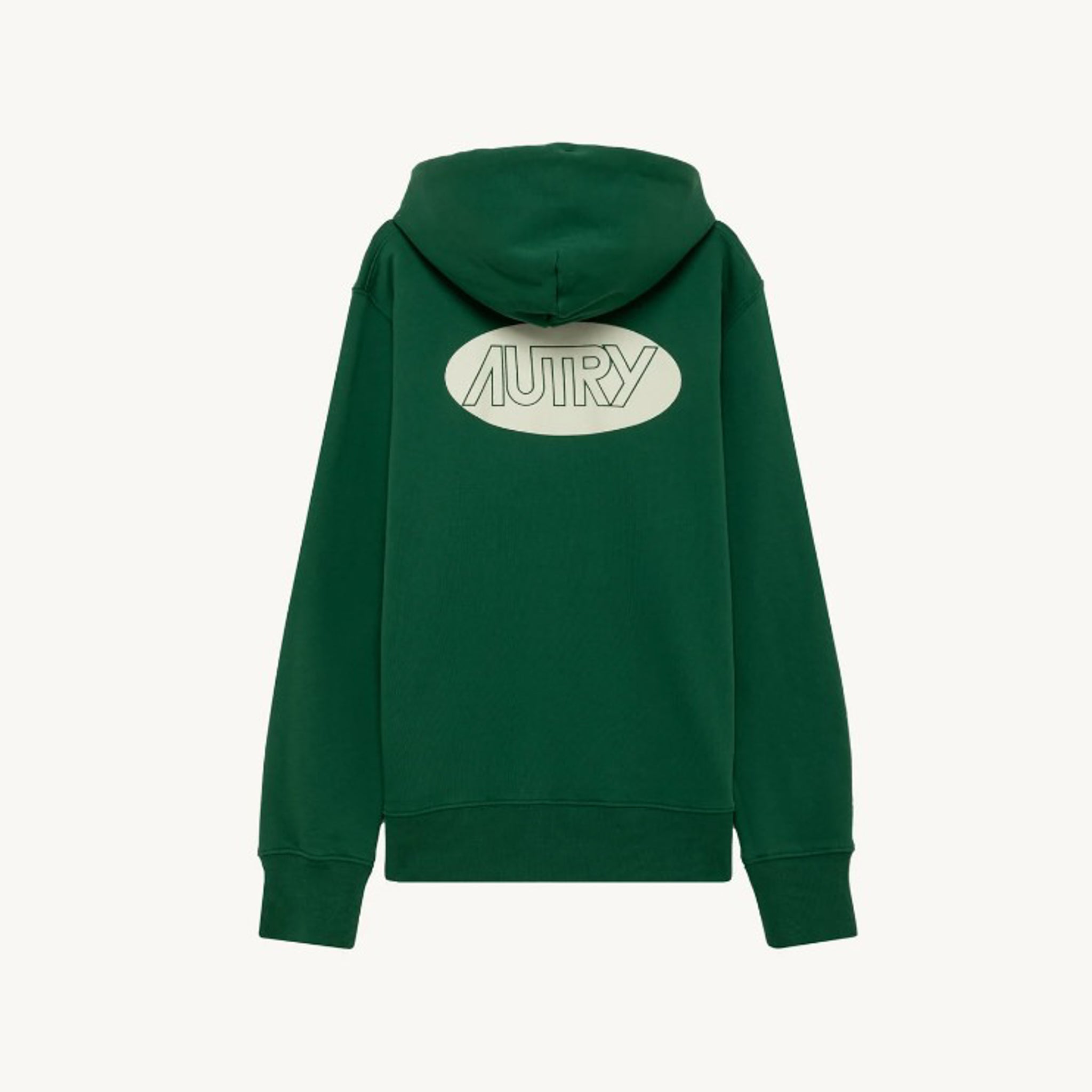 Autry | M02JV Felpa Hoodie in jersey verde con logo stampato