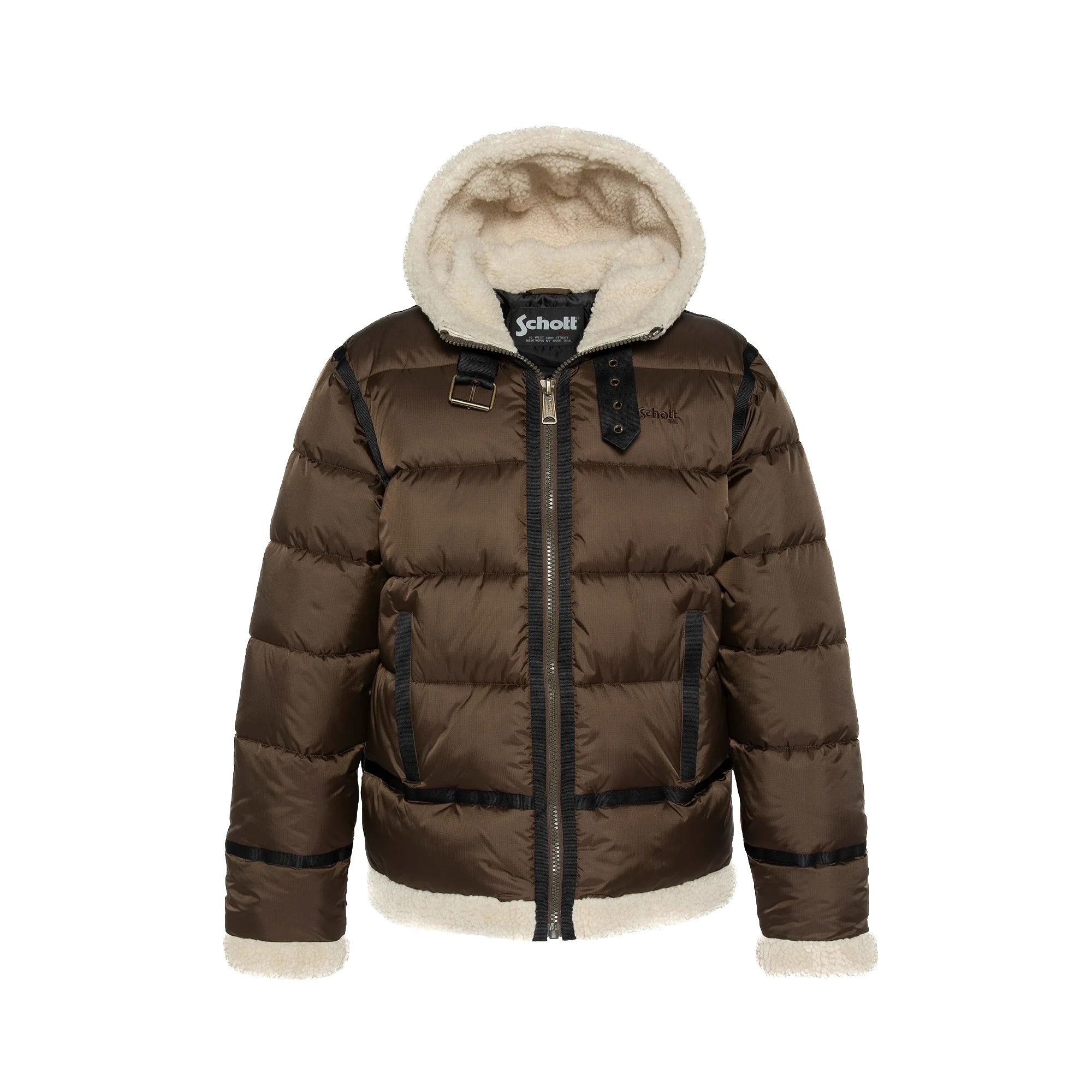 Schott | Giacca Piumino IDAK2 Puffy Con Cappuccio Marrrone