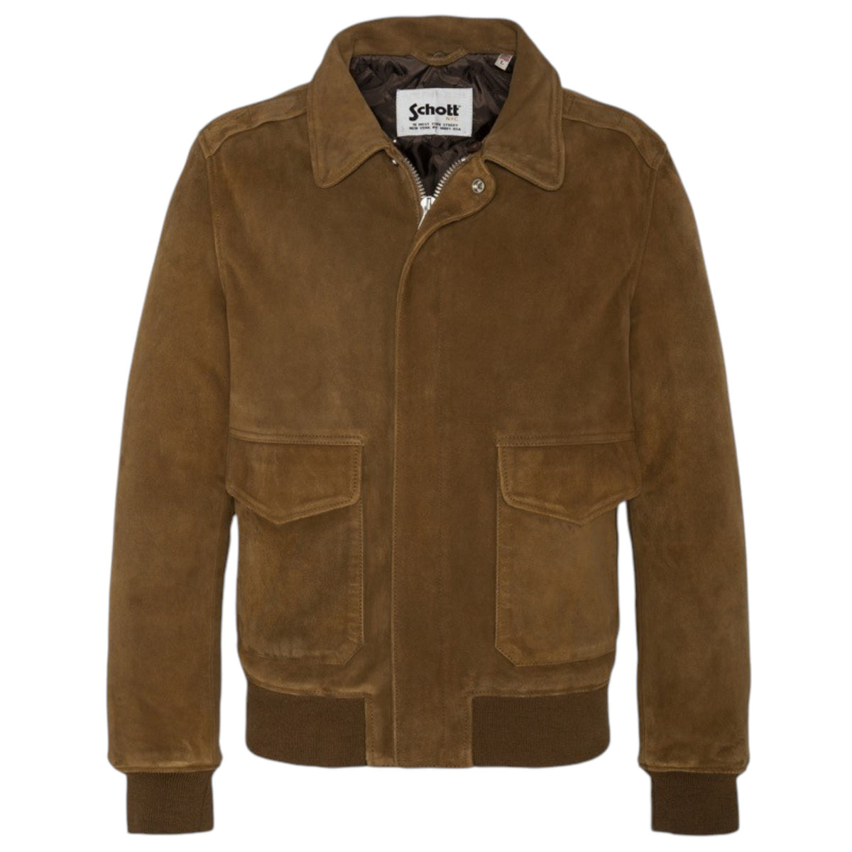 Schott | Bomber LC2410S in Pella Scamosciata - Marrone