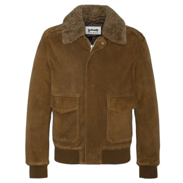 Schott | Bomber LC2410S in Pella Scamosciata - Marrone