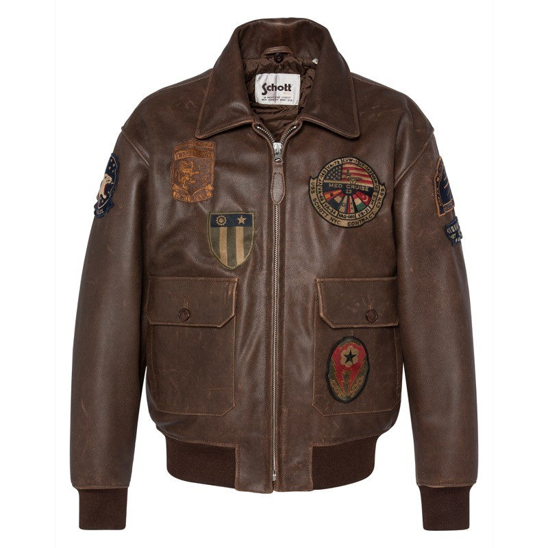 Schott | Giacca Aviatore Colletto in Montone Removibile LCAVIATORBD Marrone
