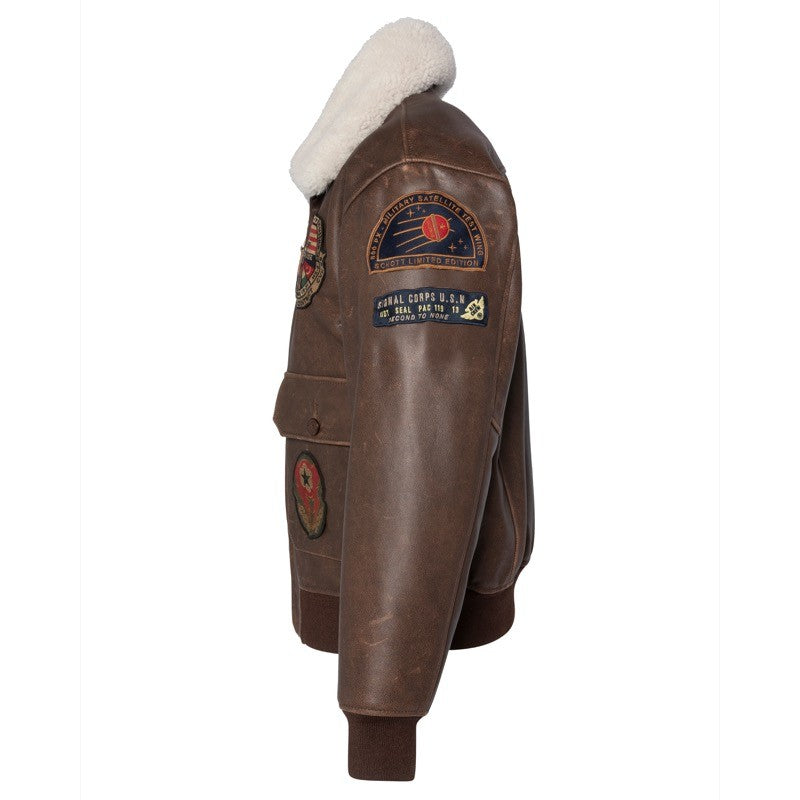 Schott | Giacca Aviatore Colletto in Montone Removibile LCAVIATORBD Marrone