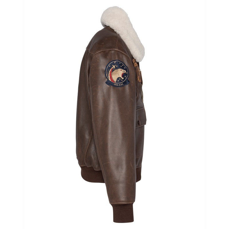 Schott | Giacca Aviatore Colletto in Montone Removibile LCAVIATORBD Marrone