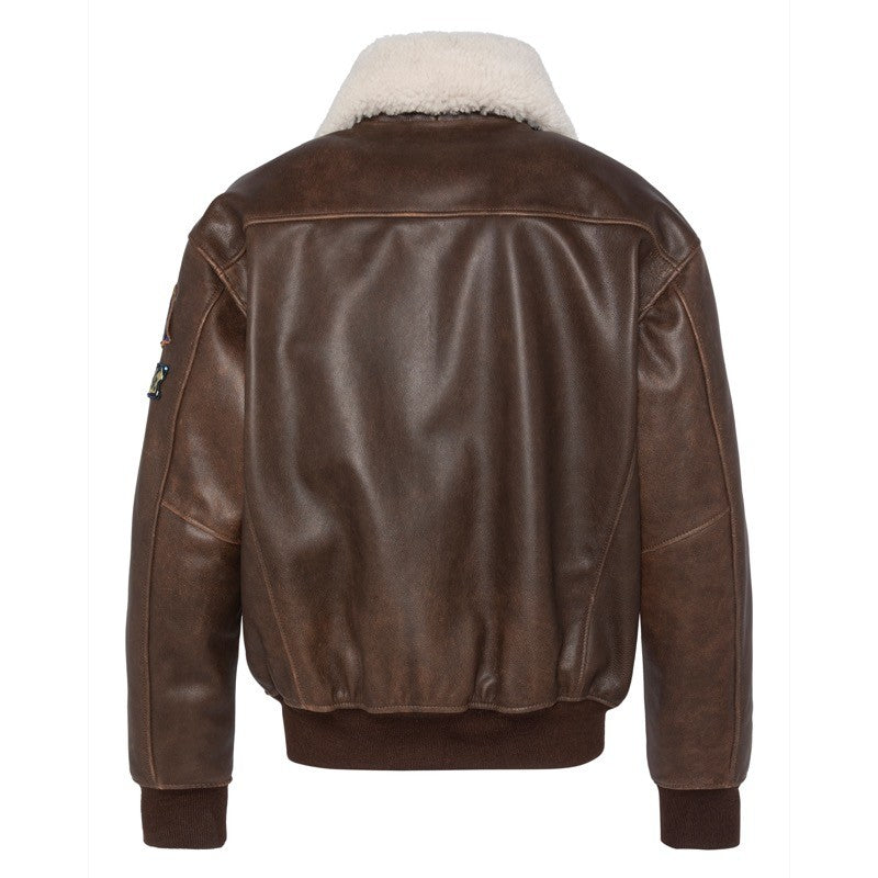Schott | Giacca Aviatore Colletto in Montone Removibile LCAVIATORBD Marrone