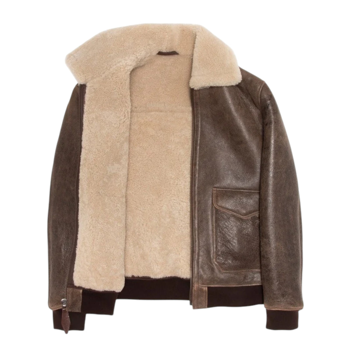 Schott | Lcsheeppilot Bomber in Montone Shearling - Marrone Invecchiato