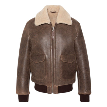Schott | Lcsheeppilot Bomber in Montone Shearling - Marrone Invecchiato
