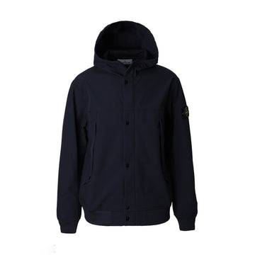 Stone Island | 40227 Light soft shell technology recycled polyester nero tasche bottone e zip nero