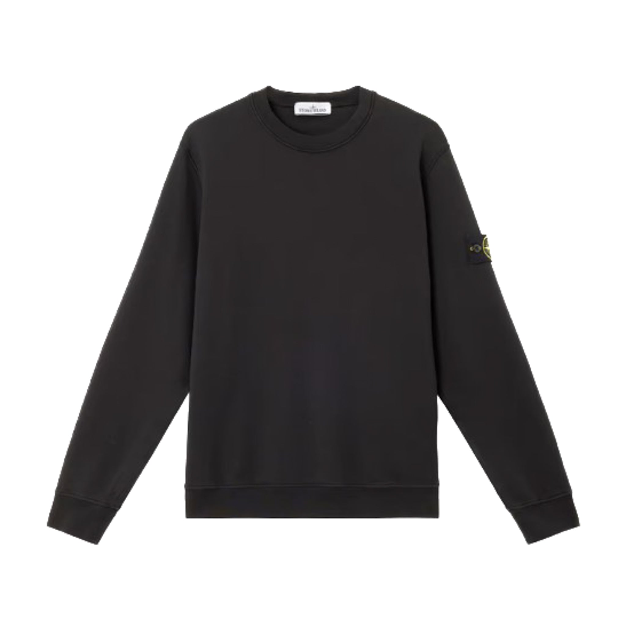 Stone Island | Felpa Girocollo con dettagli a costine nera 63051