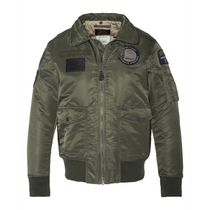 Schott | Giacca Da Volo Colletto in Pelliccia Removibilie OHARAVINT-RS Verde