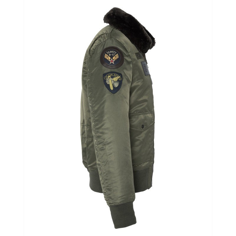 Schott | Giacca Da Volo Colletto in Pelliccia Removibilie OHARAVINT-RS Verde