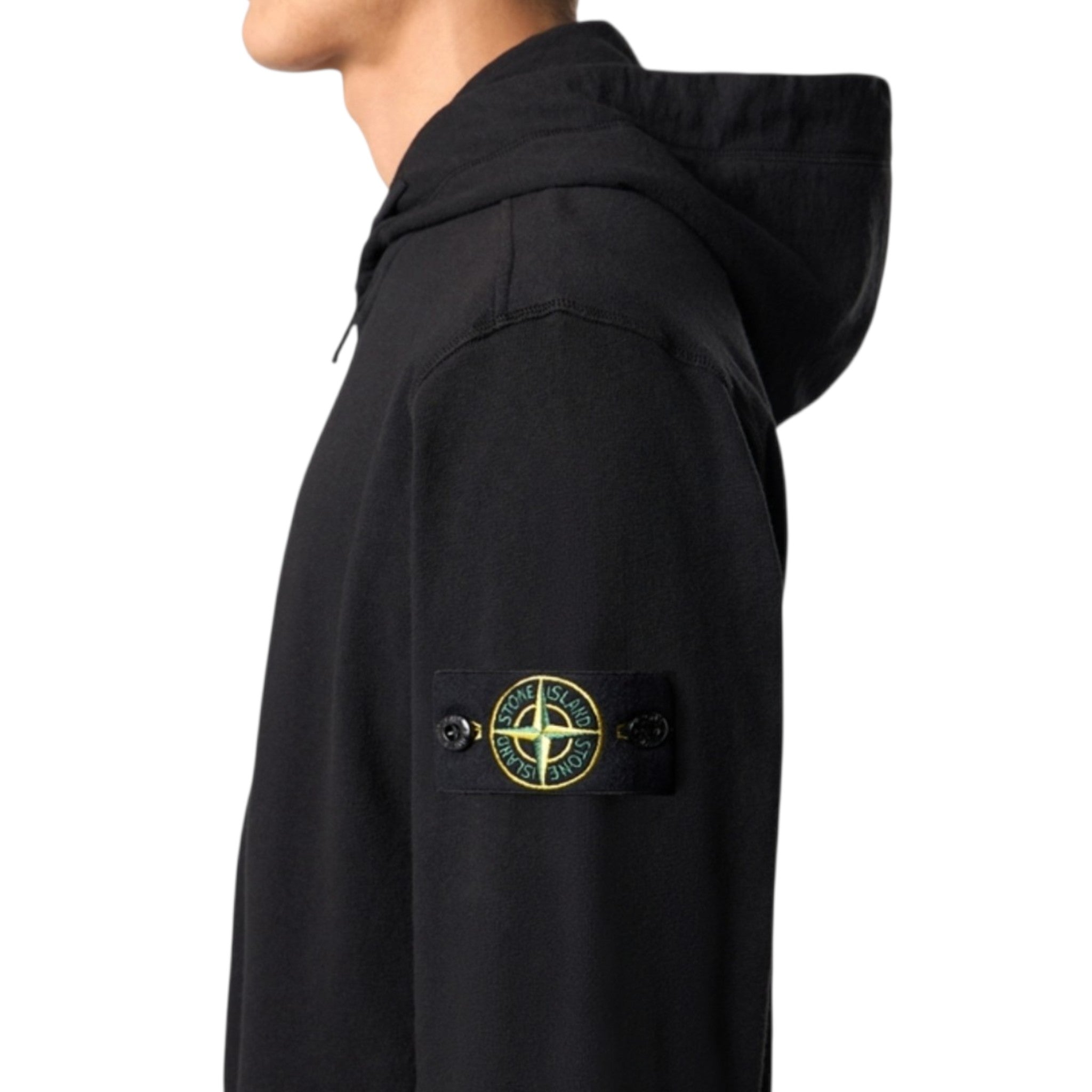 Stone Island | Felpa full Zip Garzata con Cappuccio Effetto Fiammato