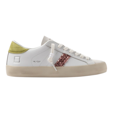 D.A.T.E. Hill Low | Sneaker Pelle e Suede Glitter Rosa e Lime