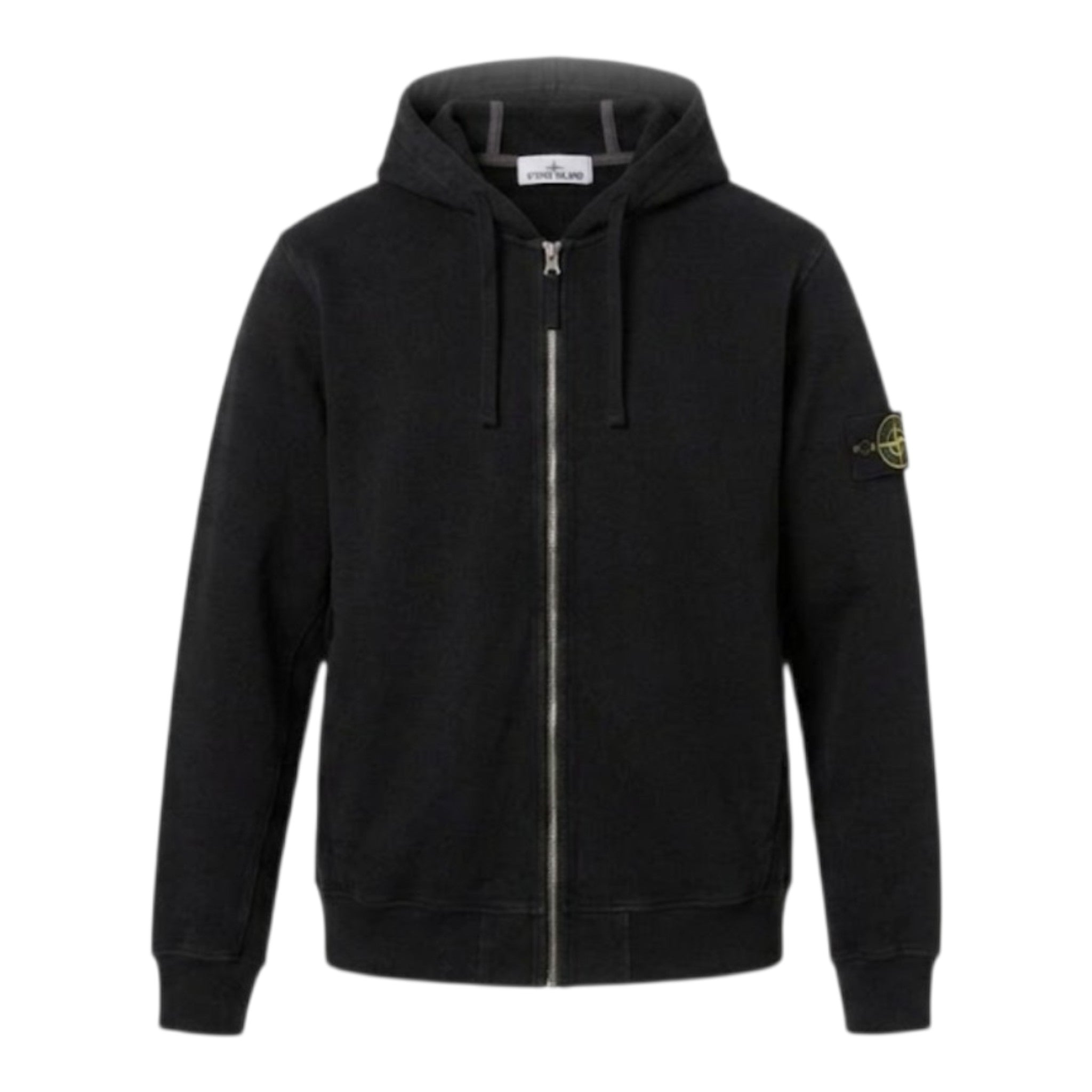Stone Island | Felpa full Zip Garzata con Cappuccio Effetto Fiammato
