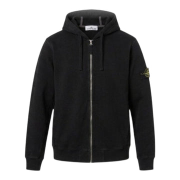 Stone Island | Felpa full Zip Garzata con Cappuccio Effetto Fiammato