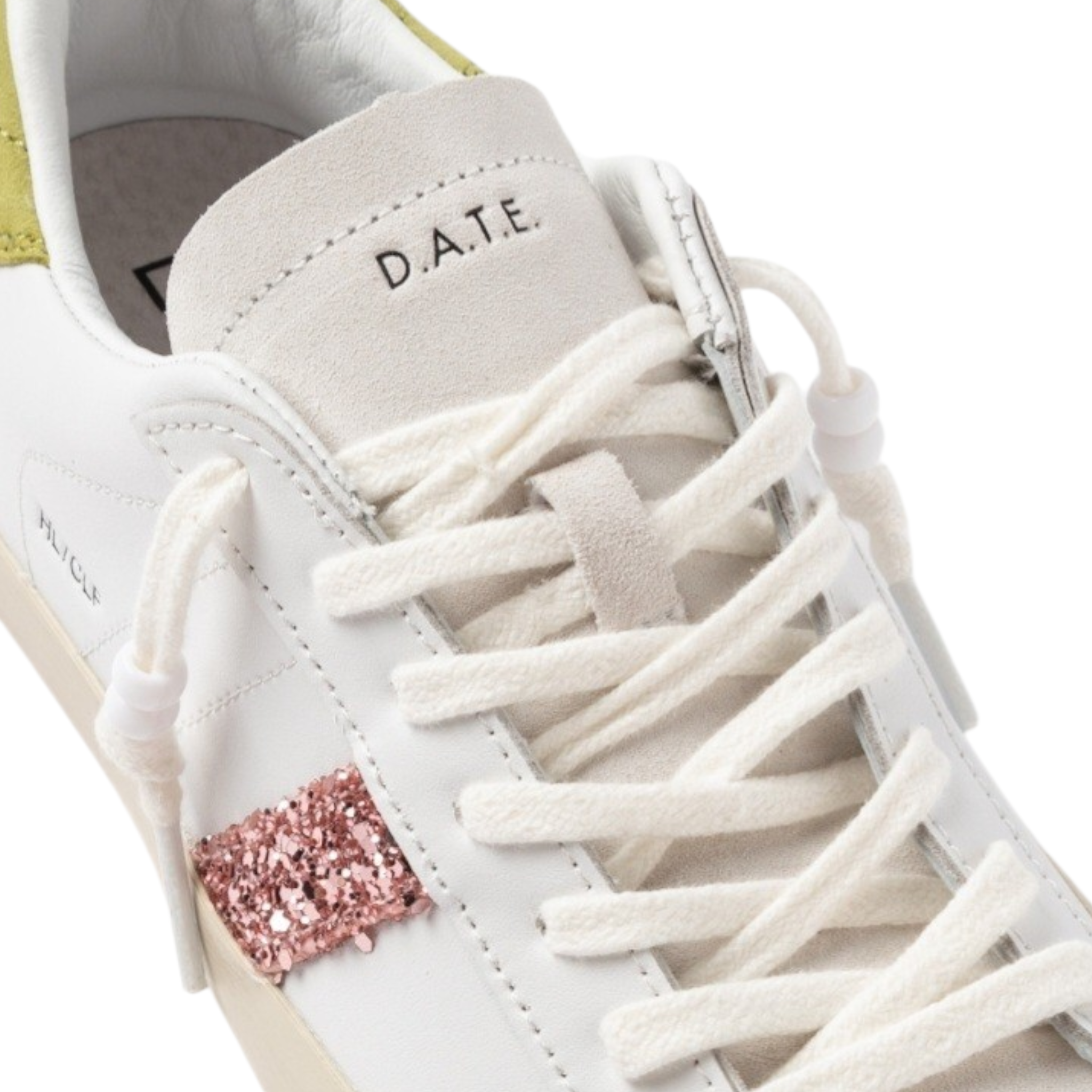 D.A.T.E. Hill Low | Sneaker Pelle e Suede Glitter Rosa e Lime