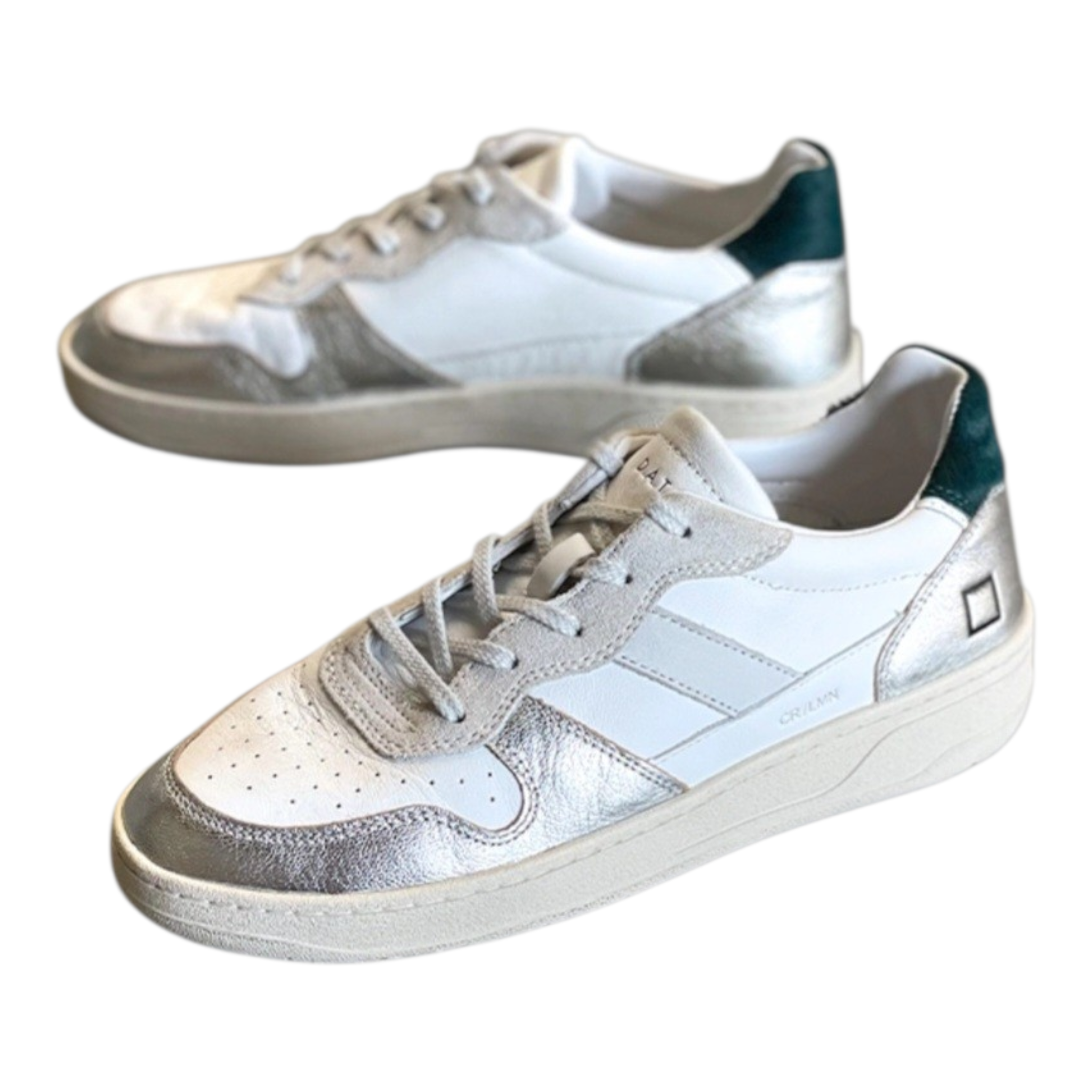 D.A.T.E. Court 2.0 |  Sneaker in Pelle con Inserti Effetto Platino