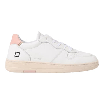 D.A.T.E. Court | Sneaker Pelle Bianca con talloncino rosa
