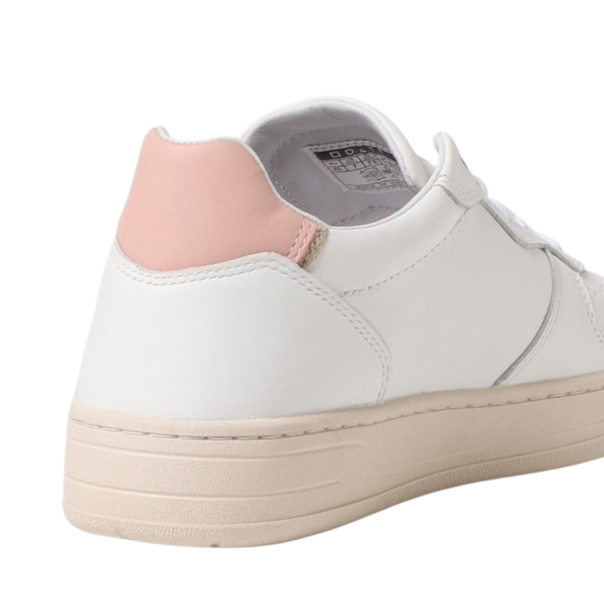 D.A.T.E. Court | Sneaker Pelle Bianca con talloncino rosa