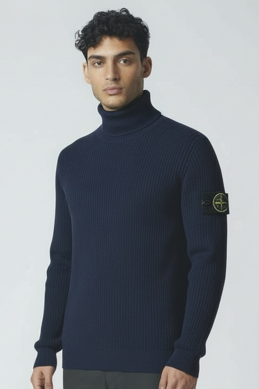 Stone Island | Maglione a coste dolcevita in lana