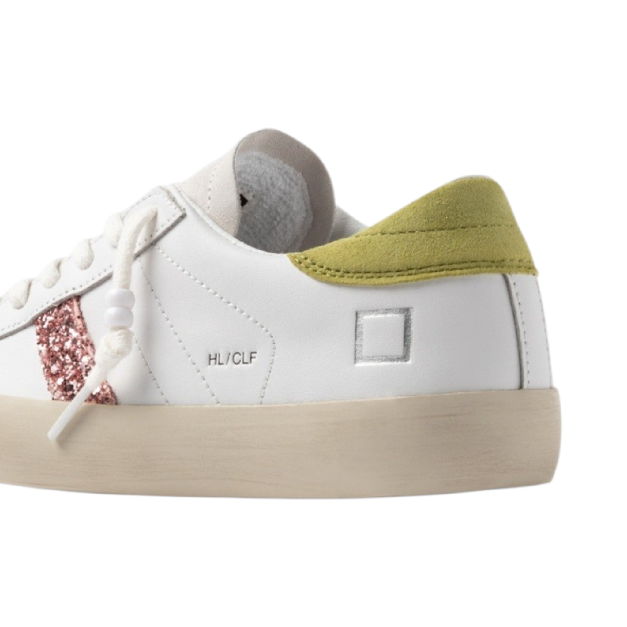 D.A.T.E. Hill Low | Sneaker Pelle e Suede Glitter Rosa e Lime