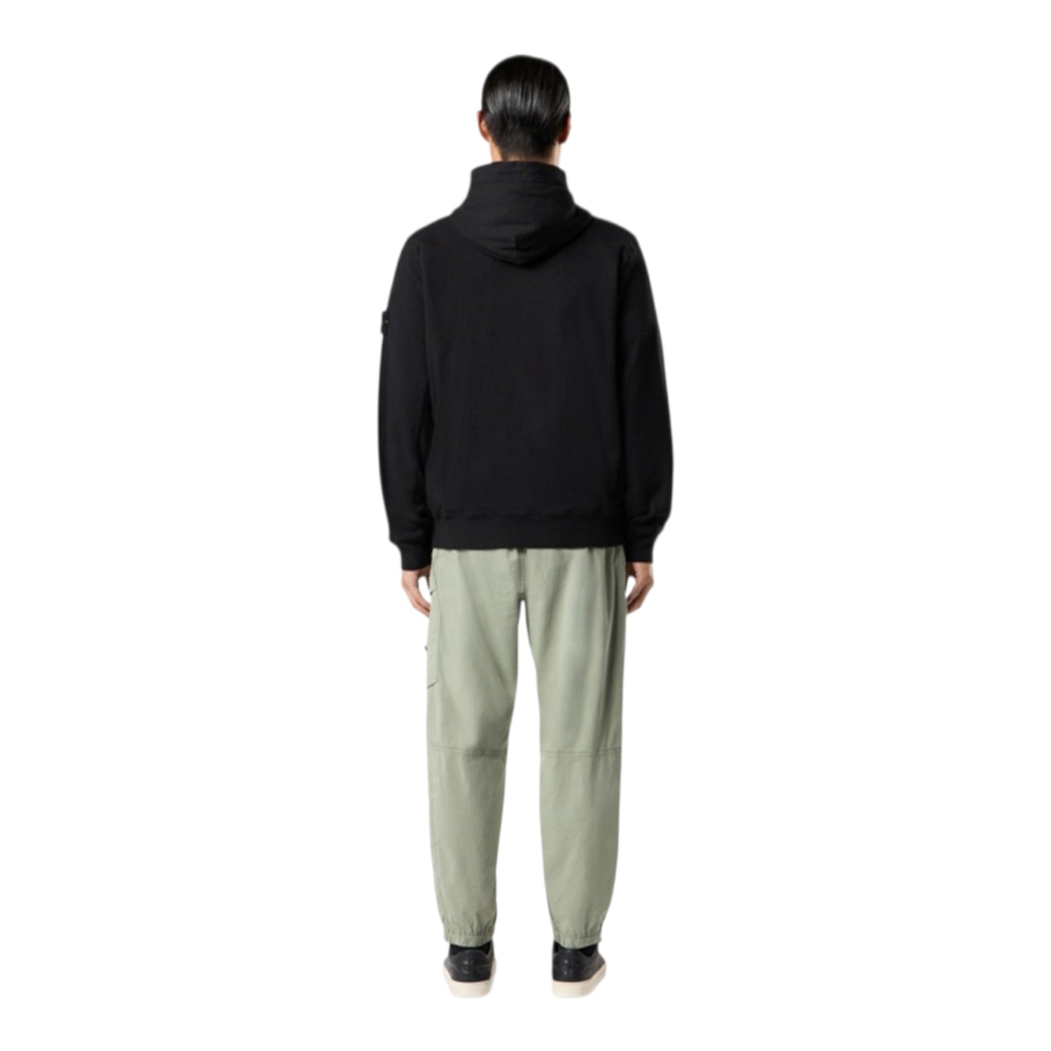 Stone Island | Felpa full Zip Garzata con Cappuccio Effetto Fiammato