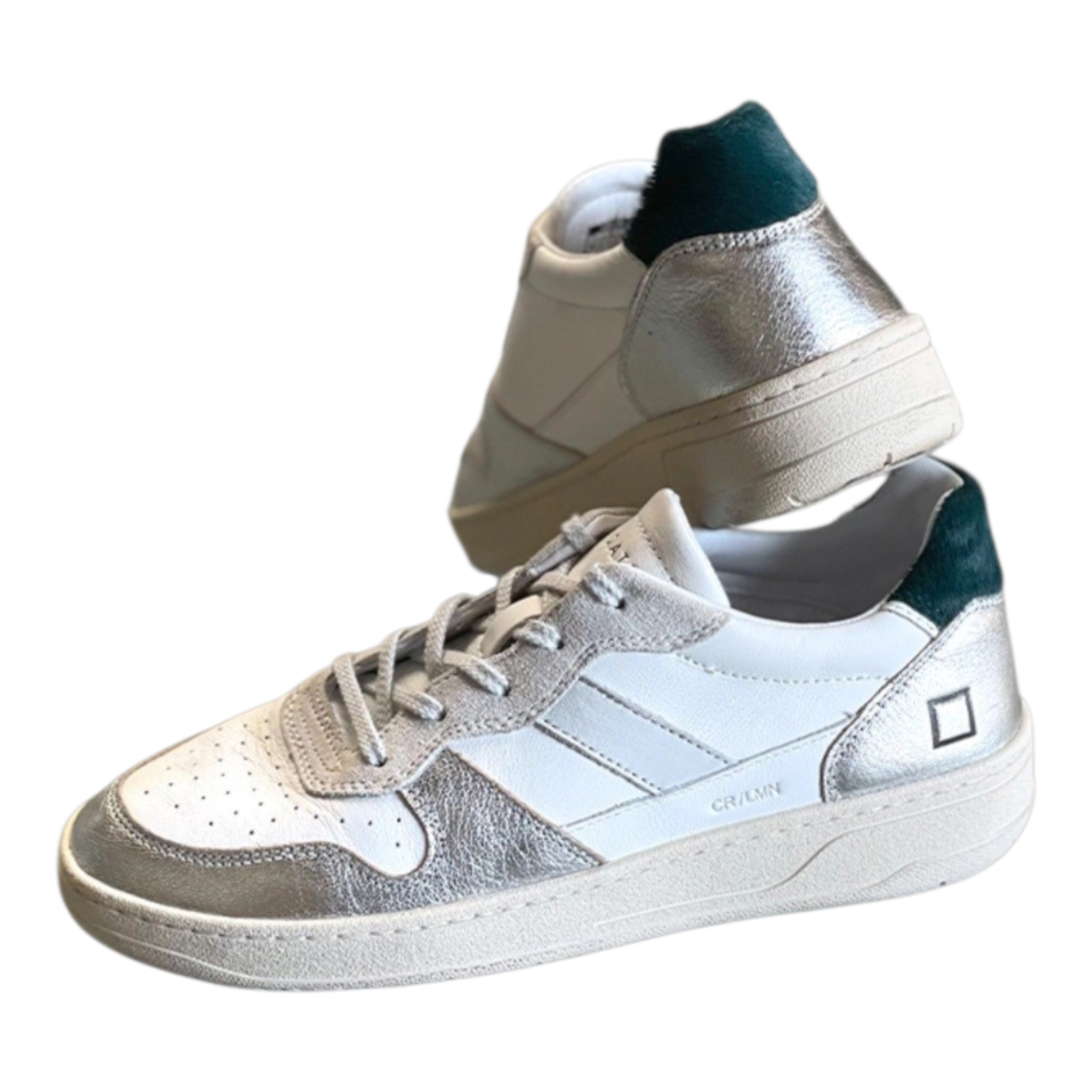 D.A.T.E. Court 2.0 |  Sneaker in Pelle con Inserti Effetto Platino