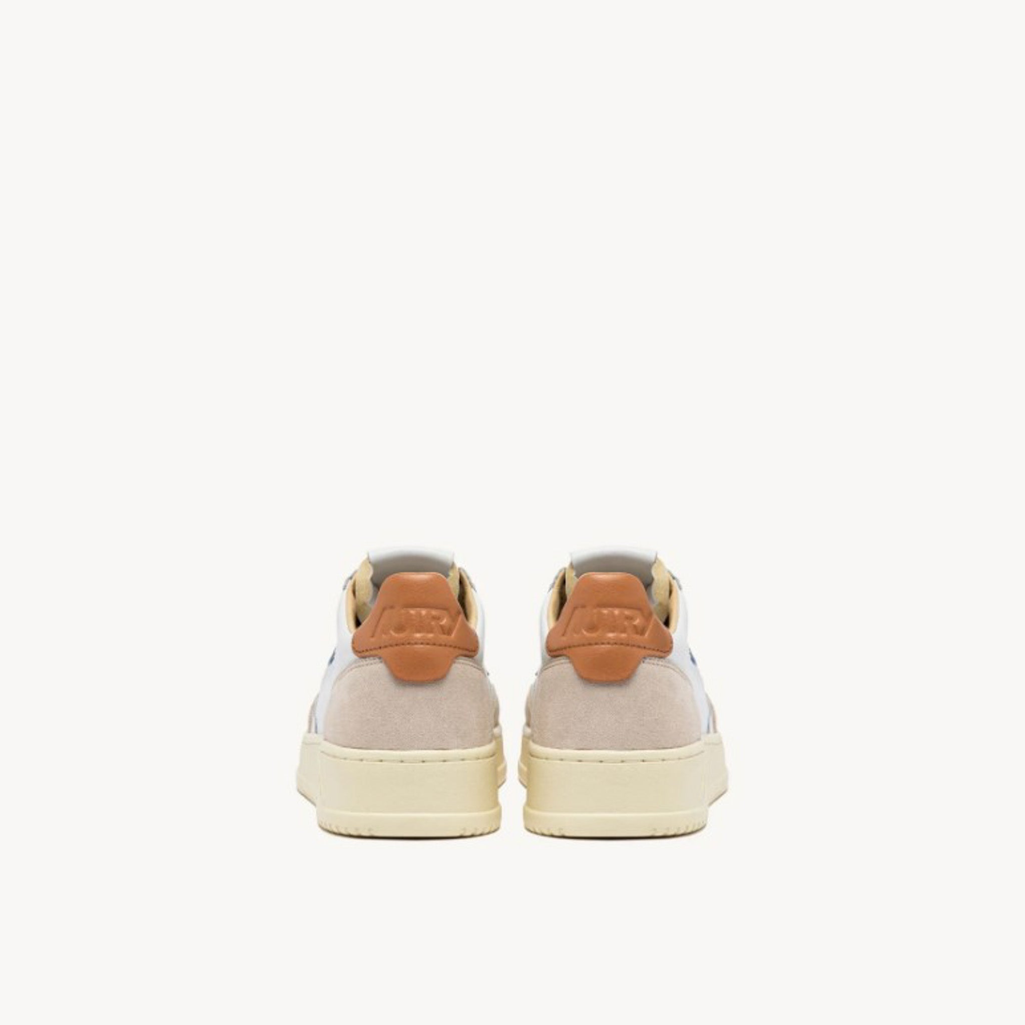 AUTRY | LS76 Sneakers Medalist low in pelle bianca e suede bianco e cuoio chiaro