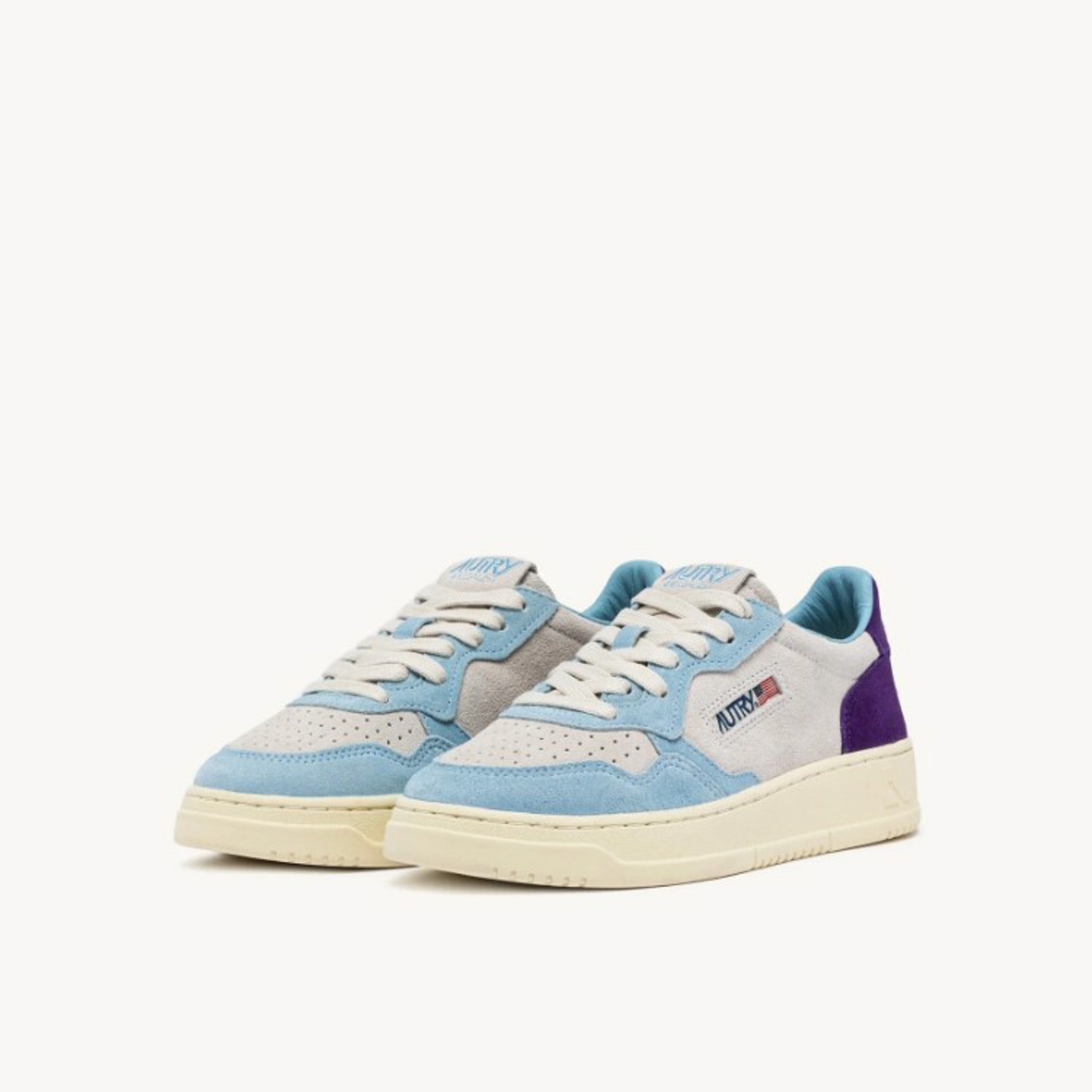AUTRY | TS02 Sneakers Medalist low in camoscio grigio, viola e azzurro