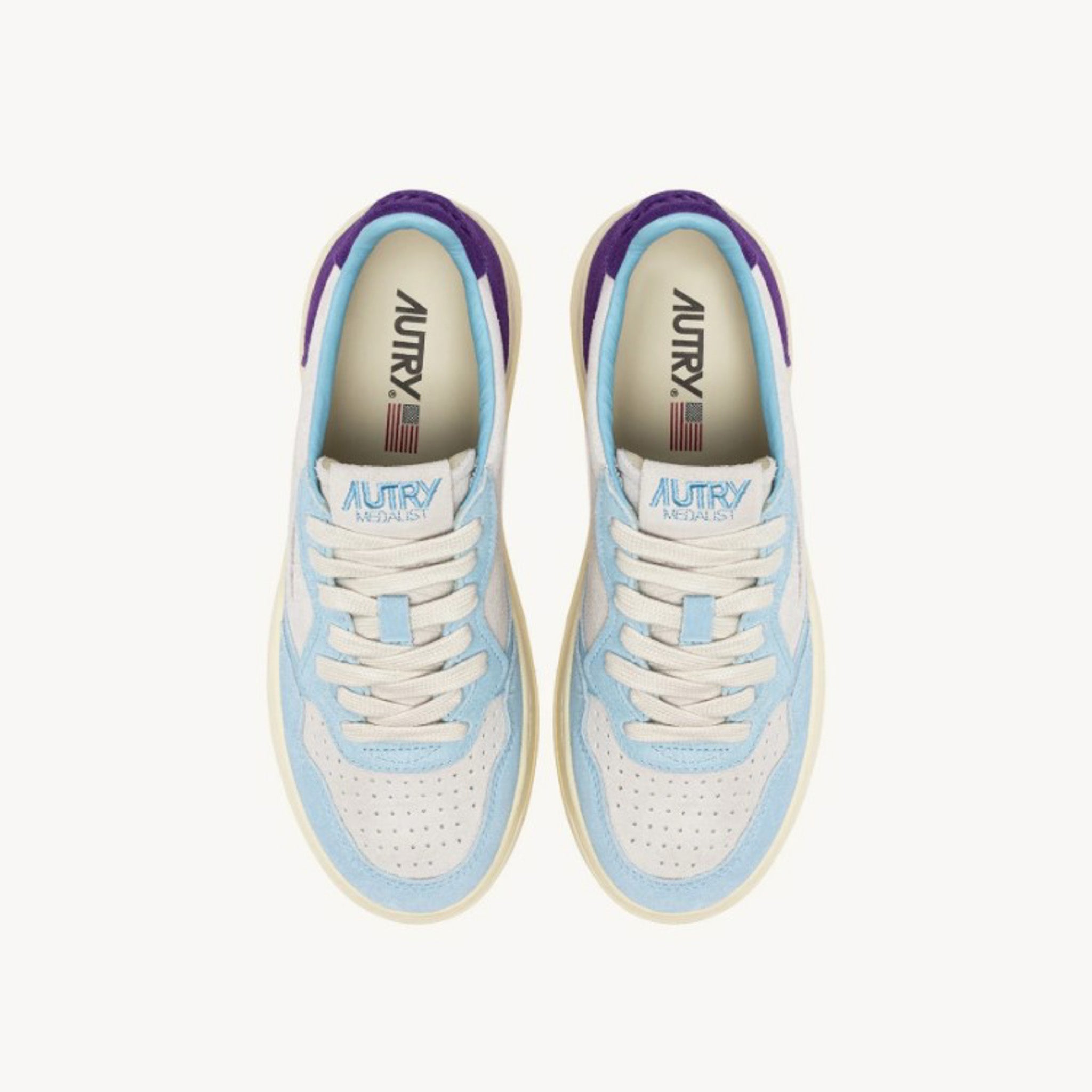 AUTRY | TS02 Sneakers Medalist low in camoscio grigio, viola e azzurro